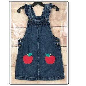 Cynthia Rowley Girls Denim Overall Apple Dress Size 7